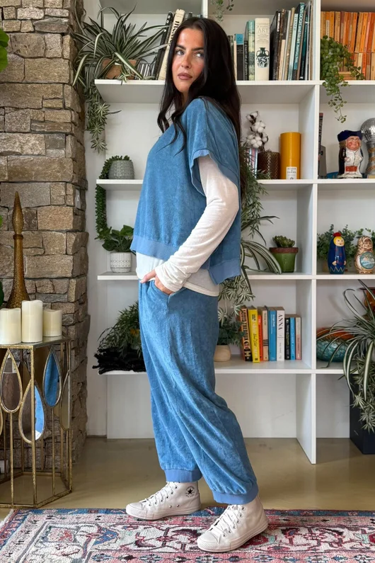 Terry B Hi Lo Tank Denim